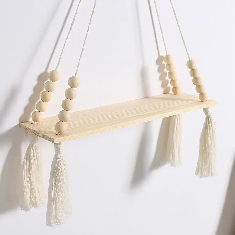 Beaded Wood Wall Shelf