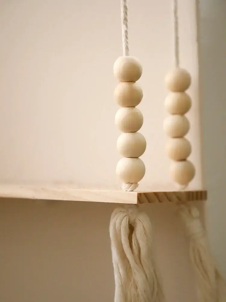 Beaded Wood Wall Shelf