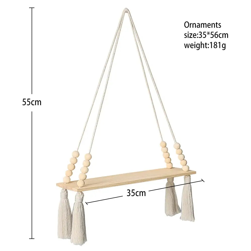 Beaded Wood Wall Shelf