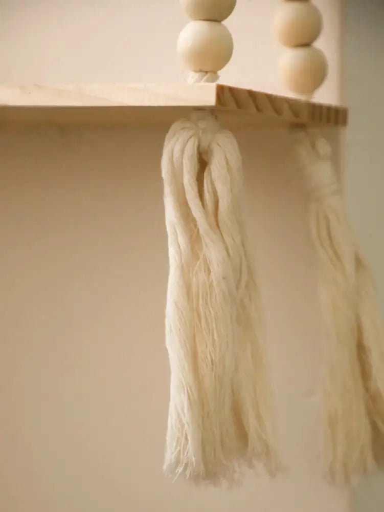 Beaded Wood Wall Shelf
