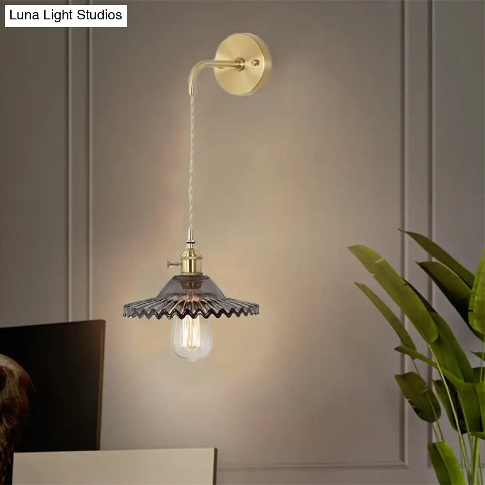 Smoked Glass Brass Sconce