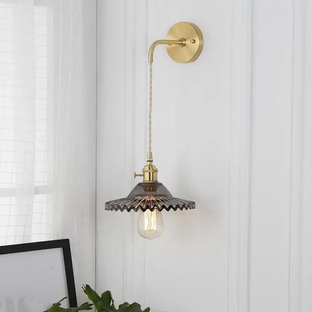 Smoked Glass Brass Sconce