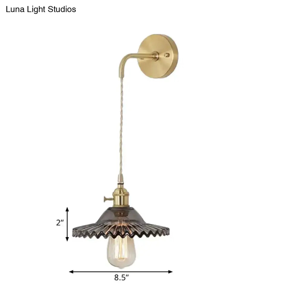 Smoked Glass Brass Sconce