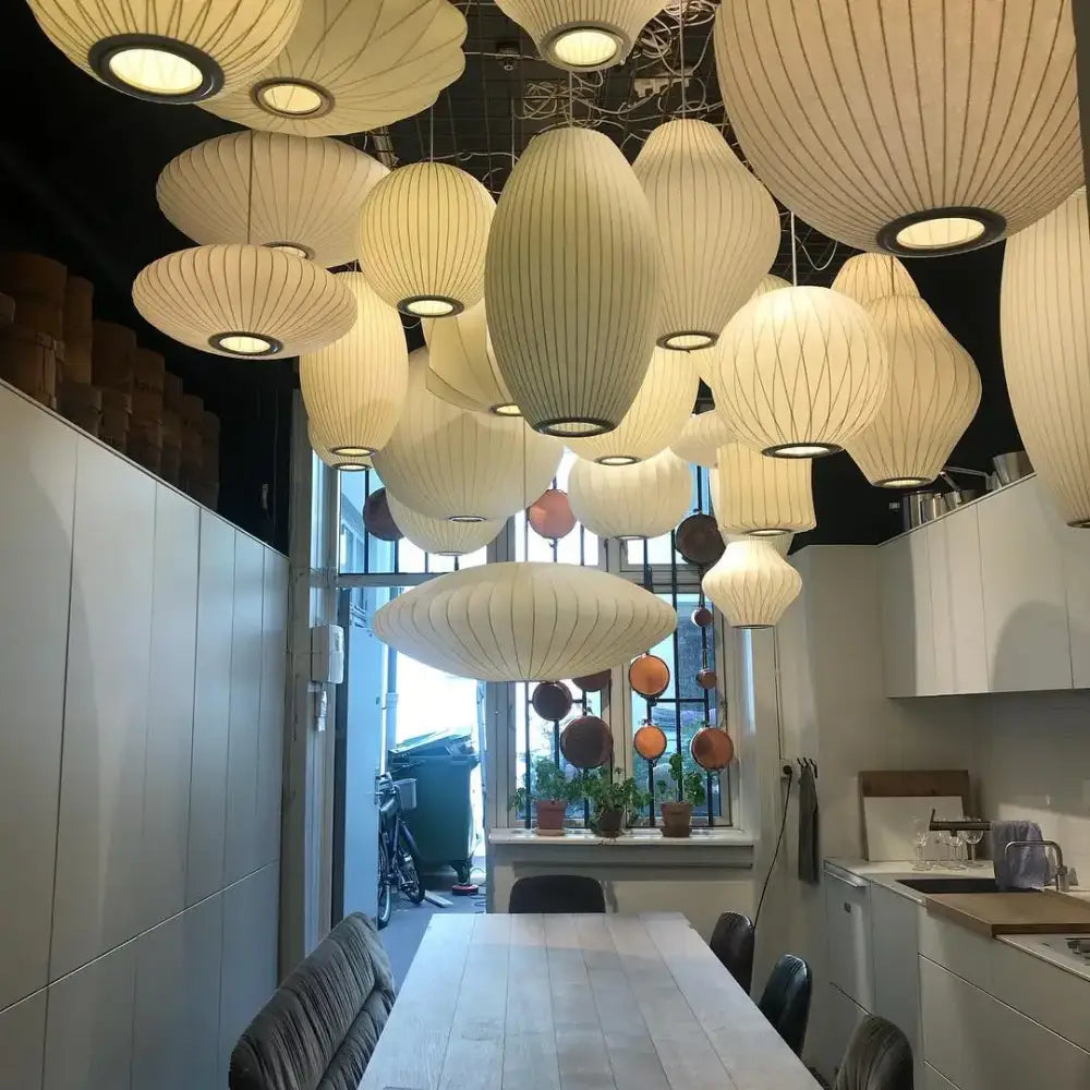 White Geometric LED Pendant
