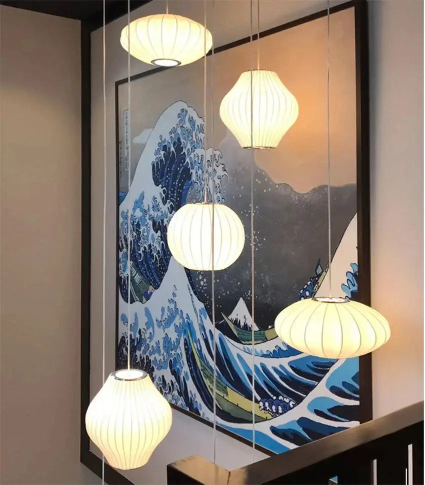 White Geometric LED Pendant