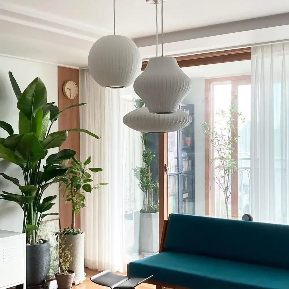 White Geometric LED Pendant
