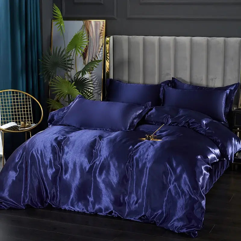 Moonlight Blue Satin Duvet