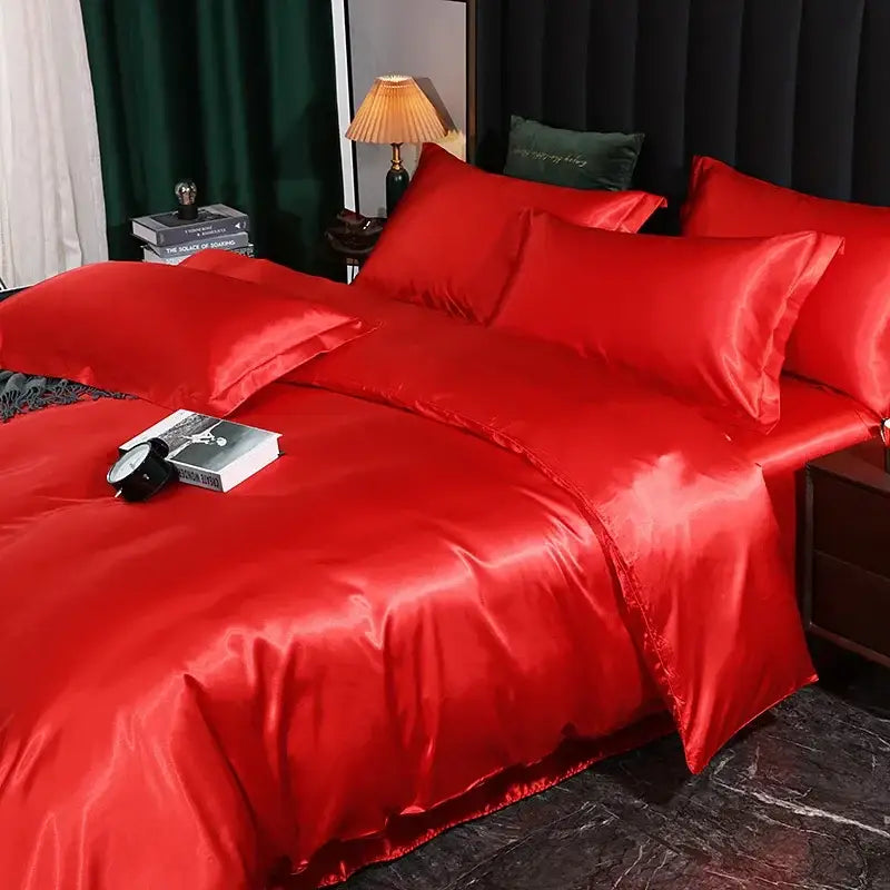 Bold Fuchsia Satin Duvet Cover with Sheet Options
