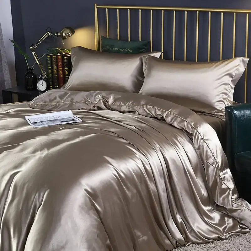 Brown Satin Duvet Cover