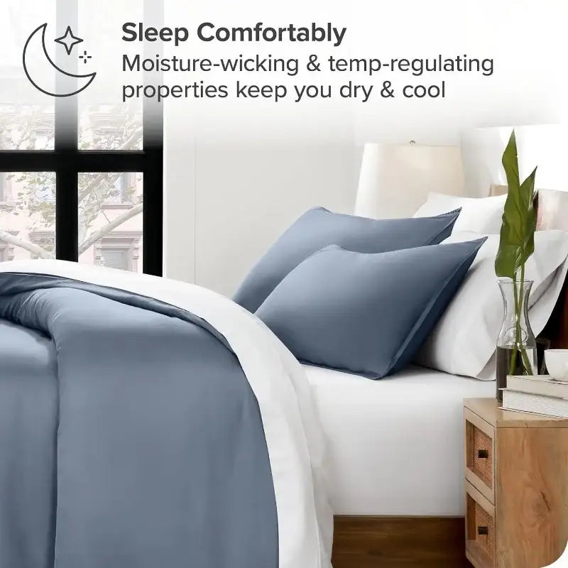 Blue Satin Duvet Cover Set