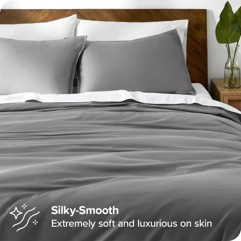 Blue Satin Duvet Cover Set