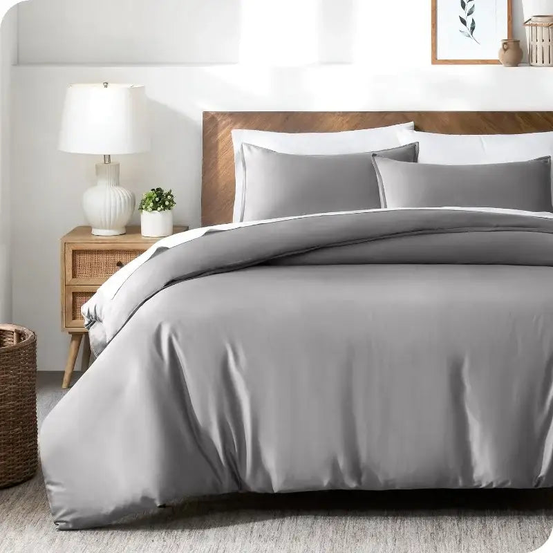 Blue Satin Duvet Cover Set