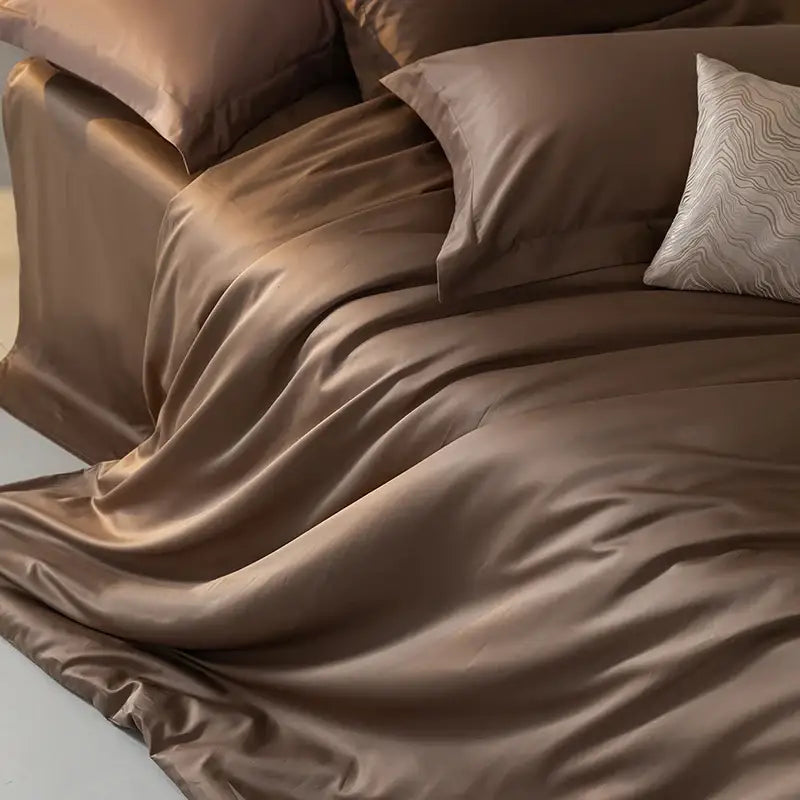 Blue Satin Duvet Cover Set