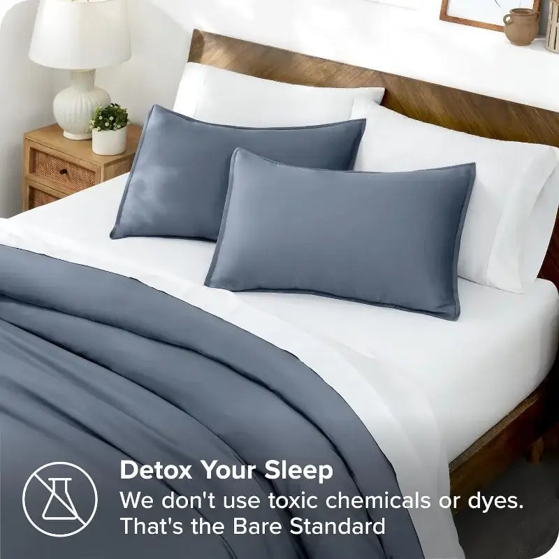 Blue Satin Duvet Cover Set