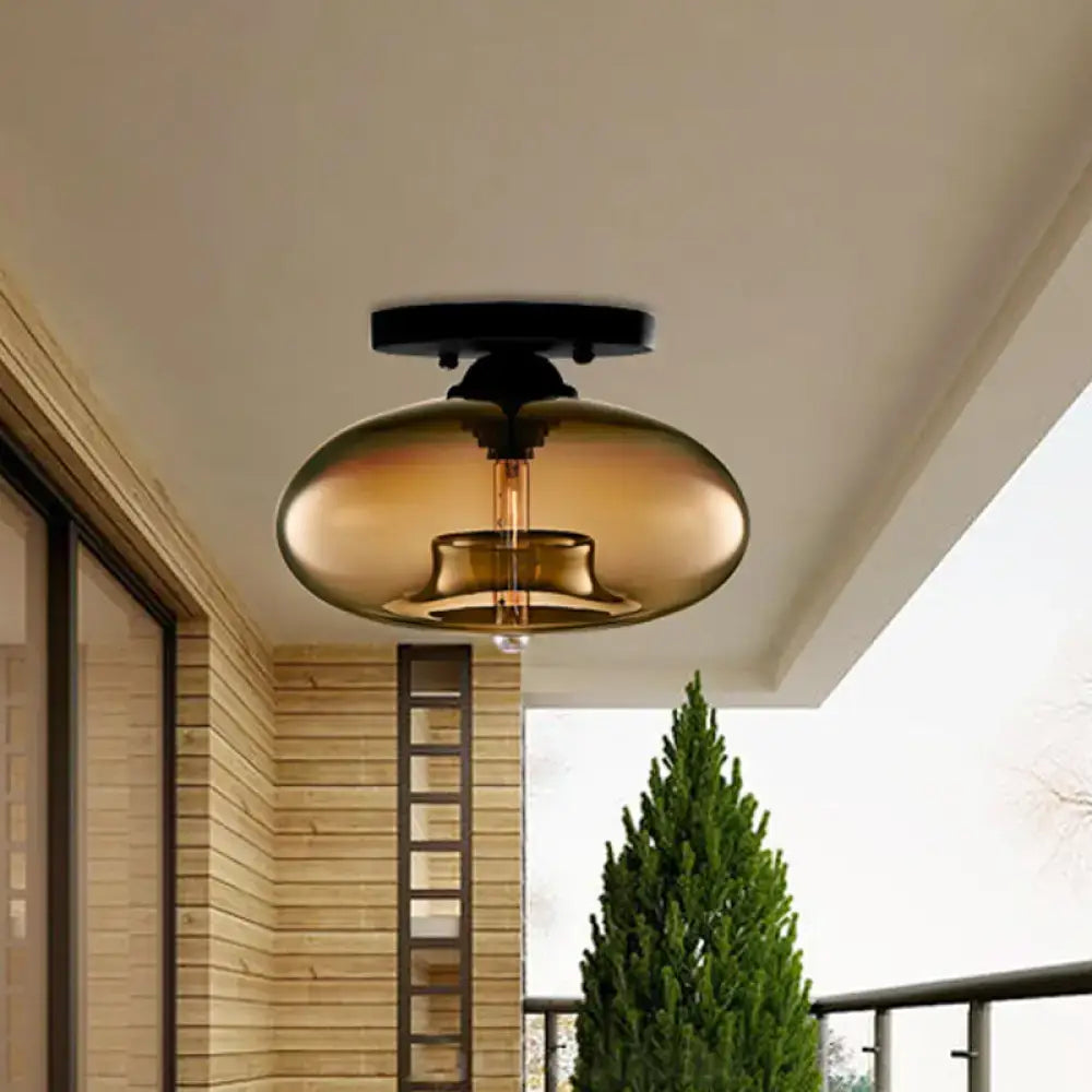 Glass Oval Flush Mount