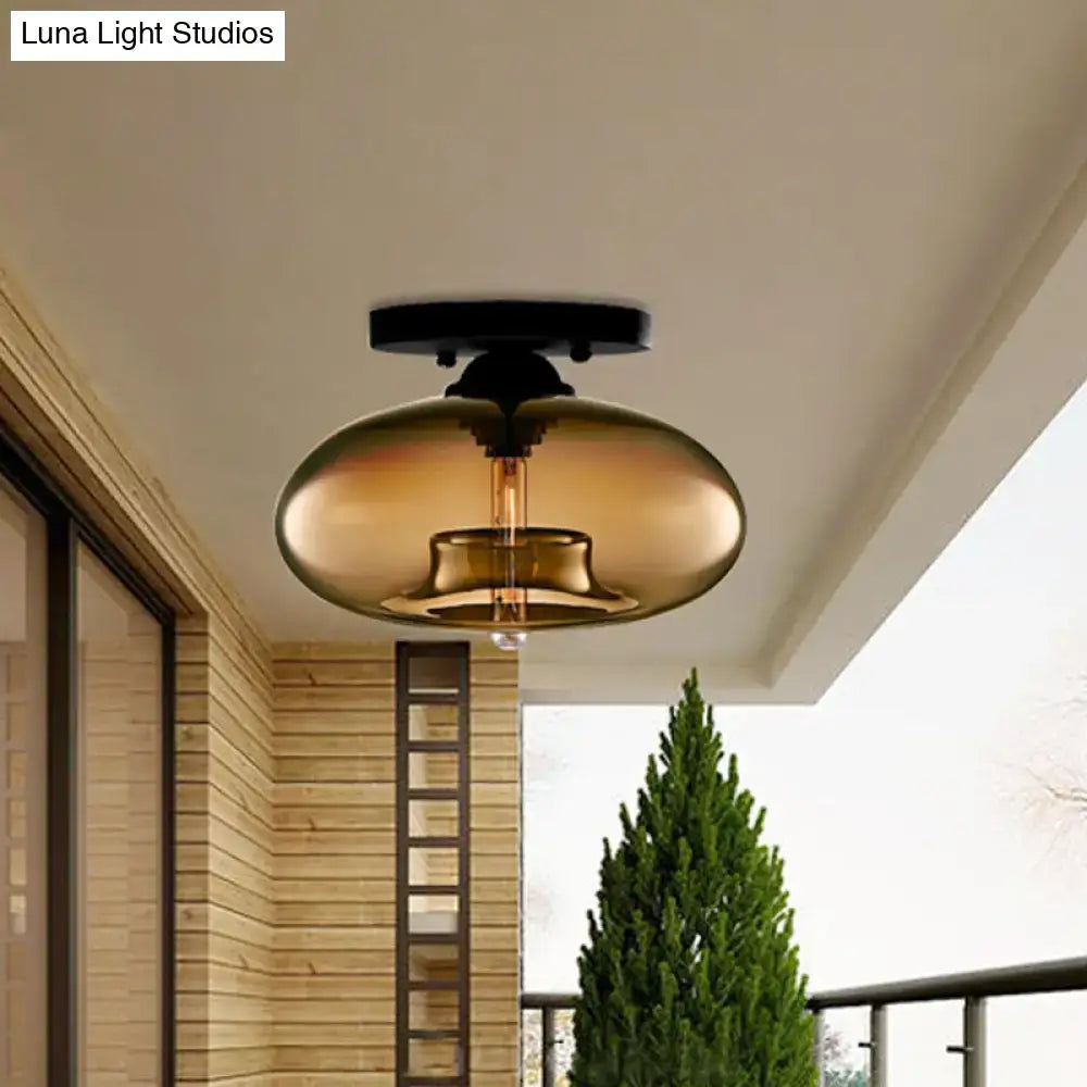 Glass Oval Flush Mount