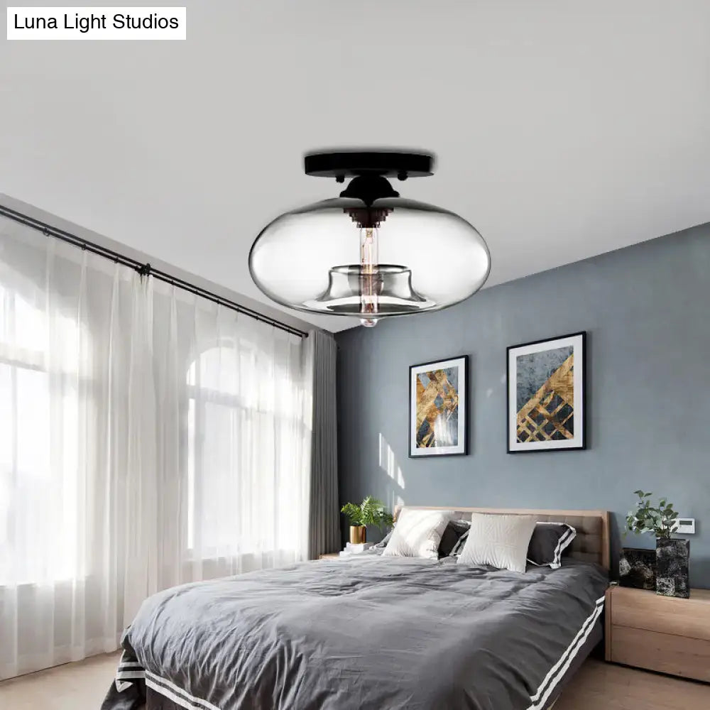 Glass Oval Flush Mount