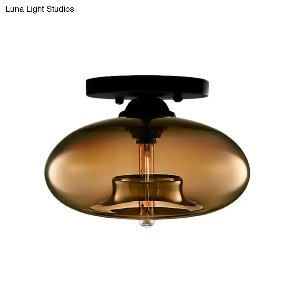 Glass Oval Flush Mount