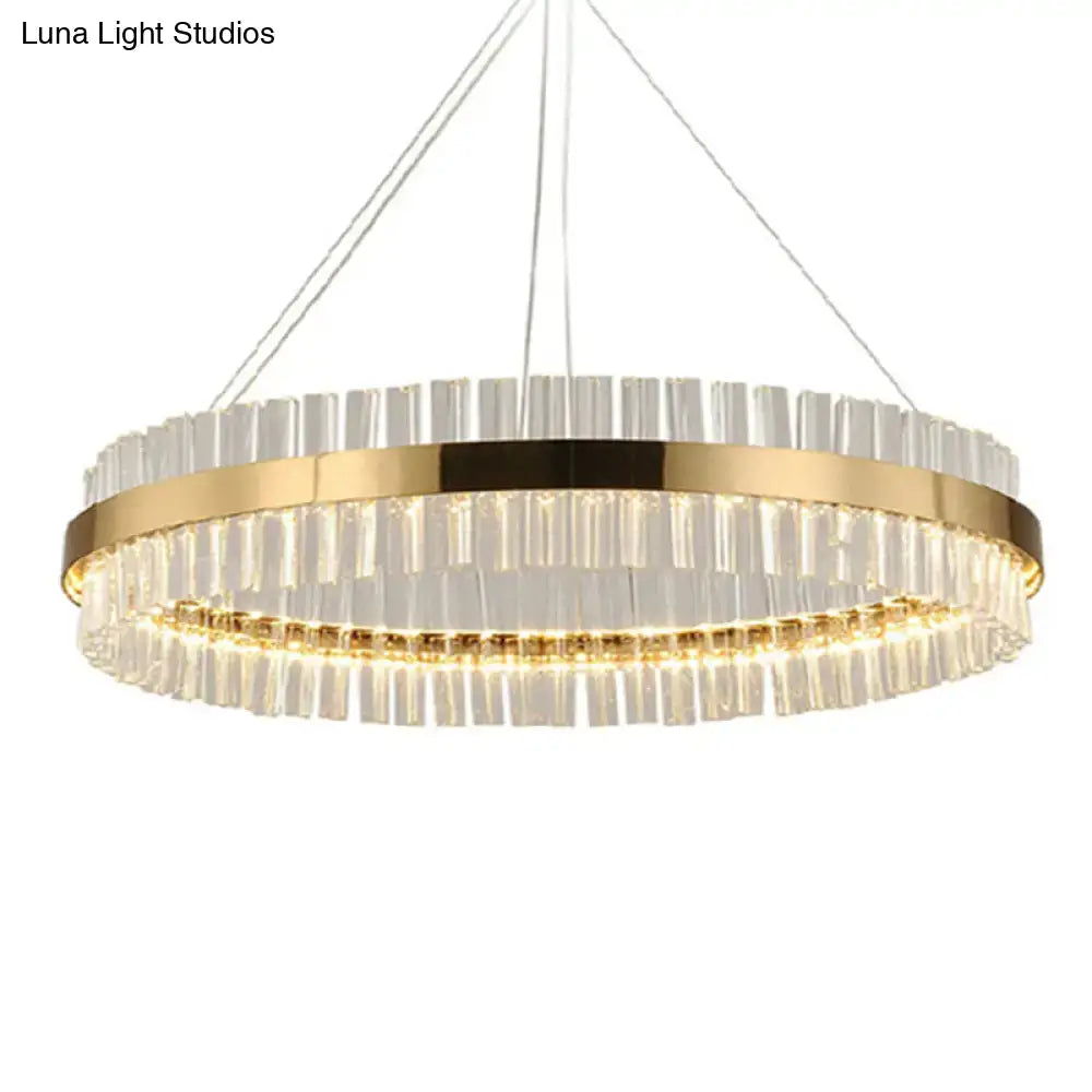 Gold Tri-Prism Crystal Pendant Light