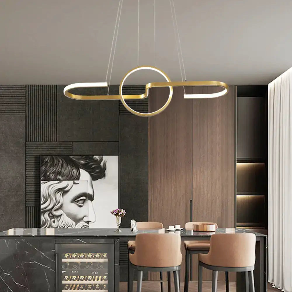 Gold Ring Pendant Light Stepless Dimming