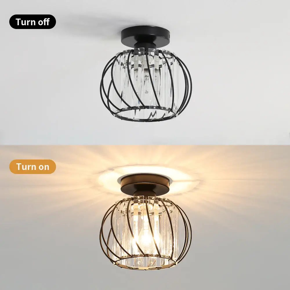 Bronze Crystal Cage Light