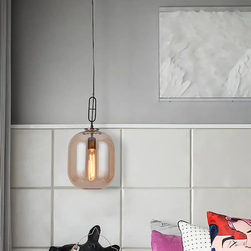 Gray Cognac Glass Pendant Lamp