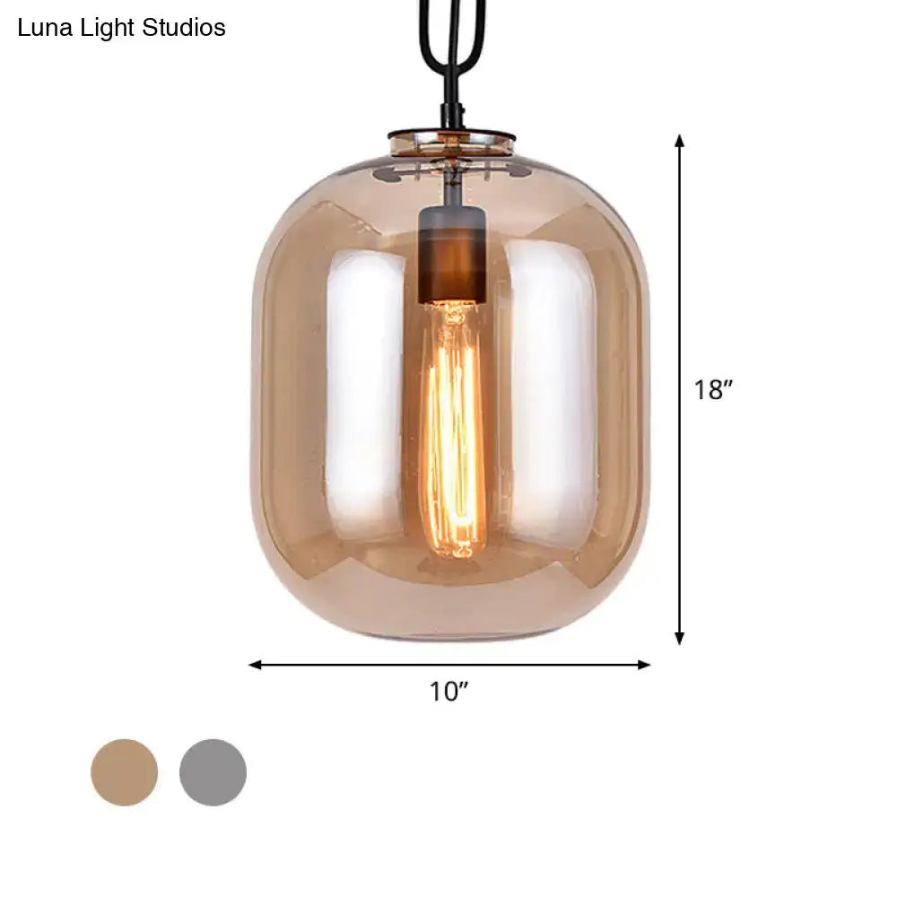 Gray Cognac Glass Pendant Lamp