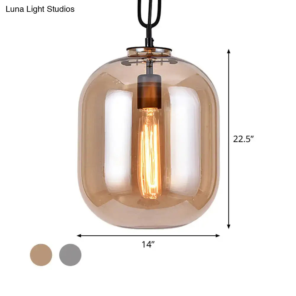 Gray Cognac Glass Pendant Lamp