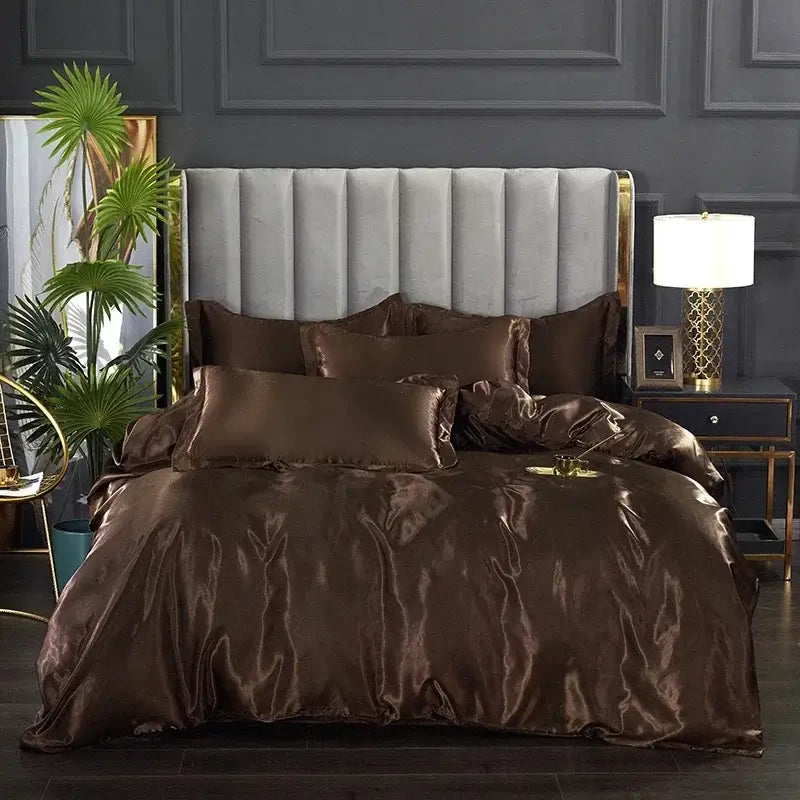 Purple Egyptian Cotton Satin-Sheen Bed Sheet Set