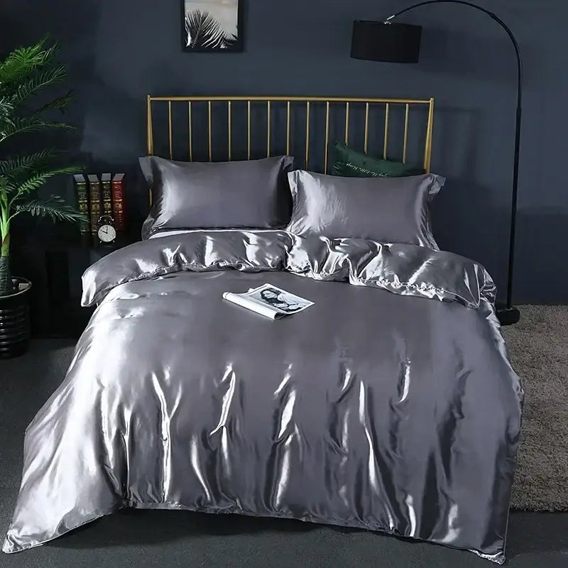 Purple Egyptian Cotton Satin-Sheen Bed Sheet Set