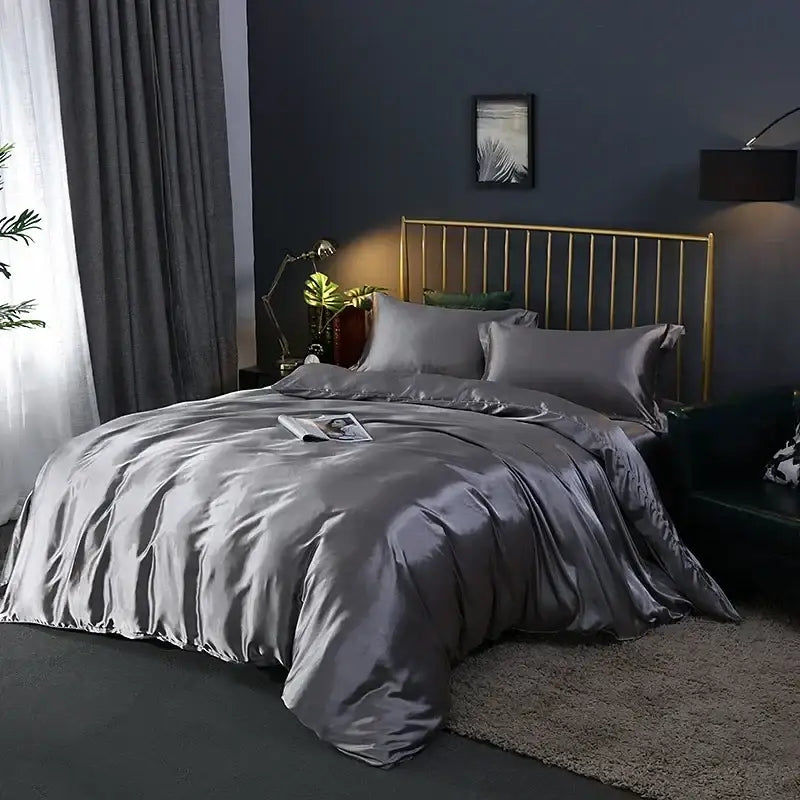 Purple Egyptian Cotton Satin-Sheen Bed Sheet Set