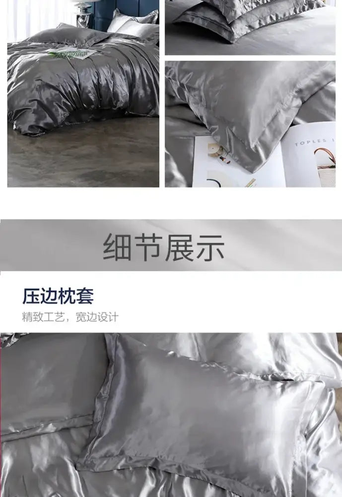 Purple Egyptian Cotton Satin-Sheen Bed Sheet Set