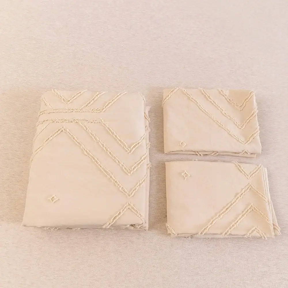 Beige Quilted Duvet Set