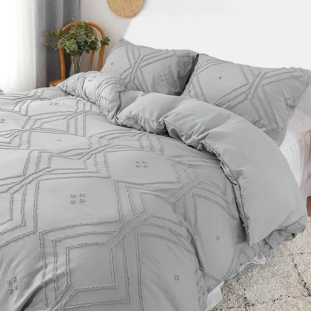Beige Quilted Duvet Set