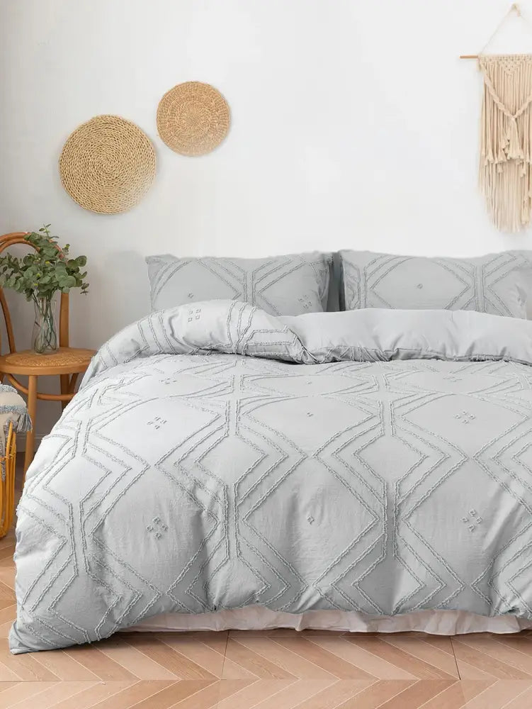 Beige Quilted Duvet Set
