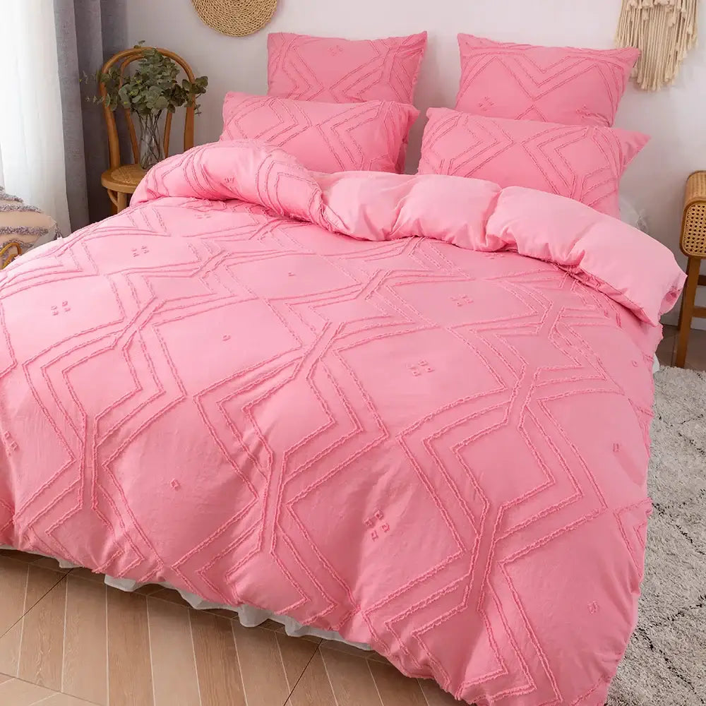 Beige Quilted Duvet Set