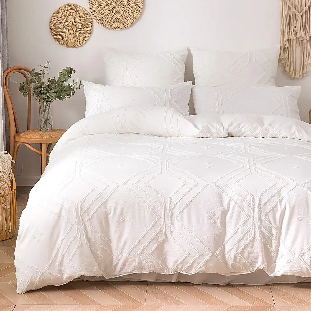 Beige Quilted Duvet Set