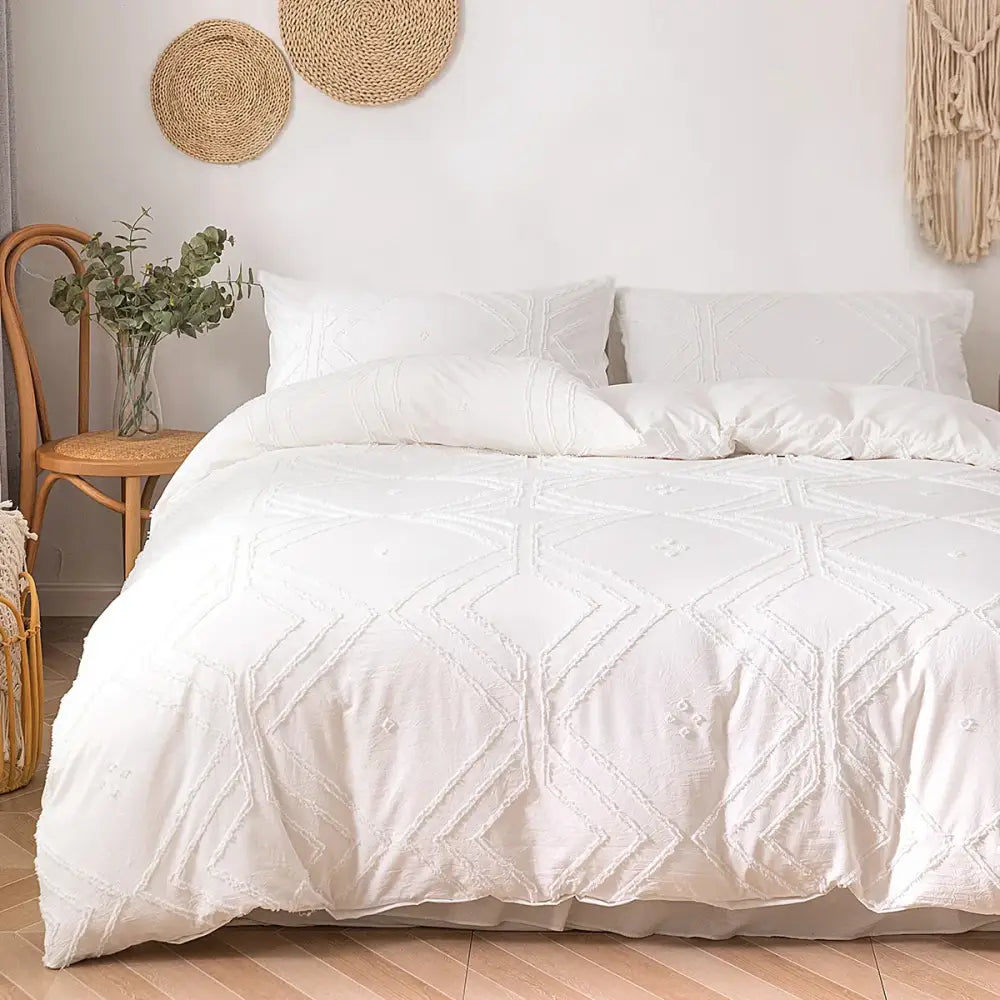 Beige Quilted Duvet Set