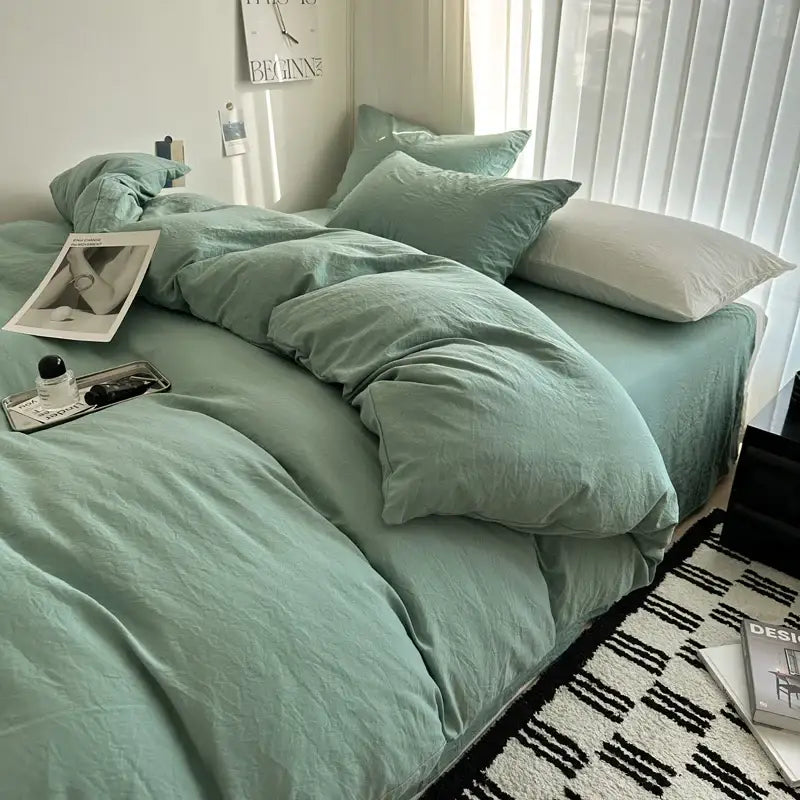Gray Quilted Cotton Duvet