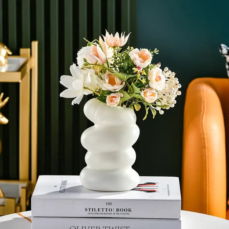 White Spiral Ceramic Vase