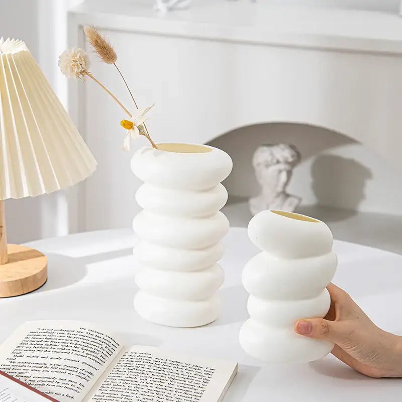 White Ceramic Spiral Vase