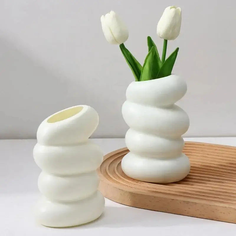 White Ceramic Spiral Vase