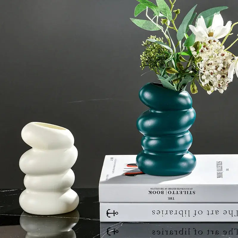 White Ceramic Spiral Vase