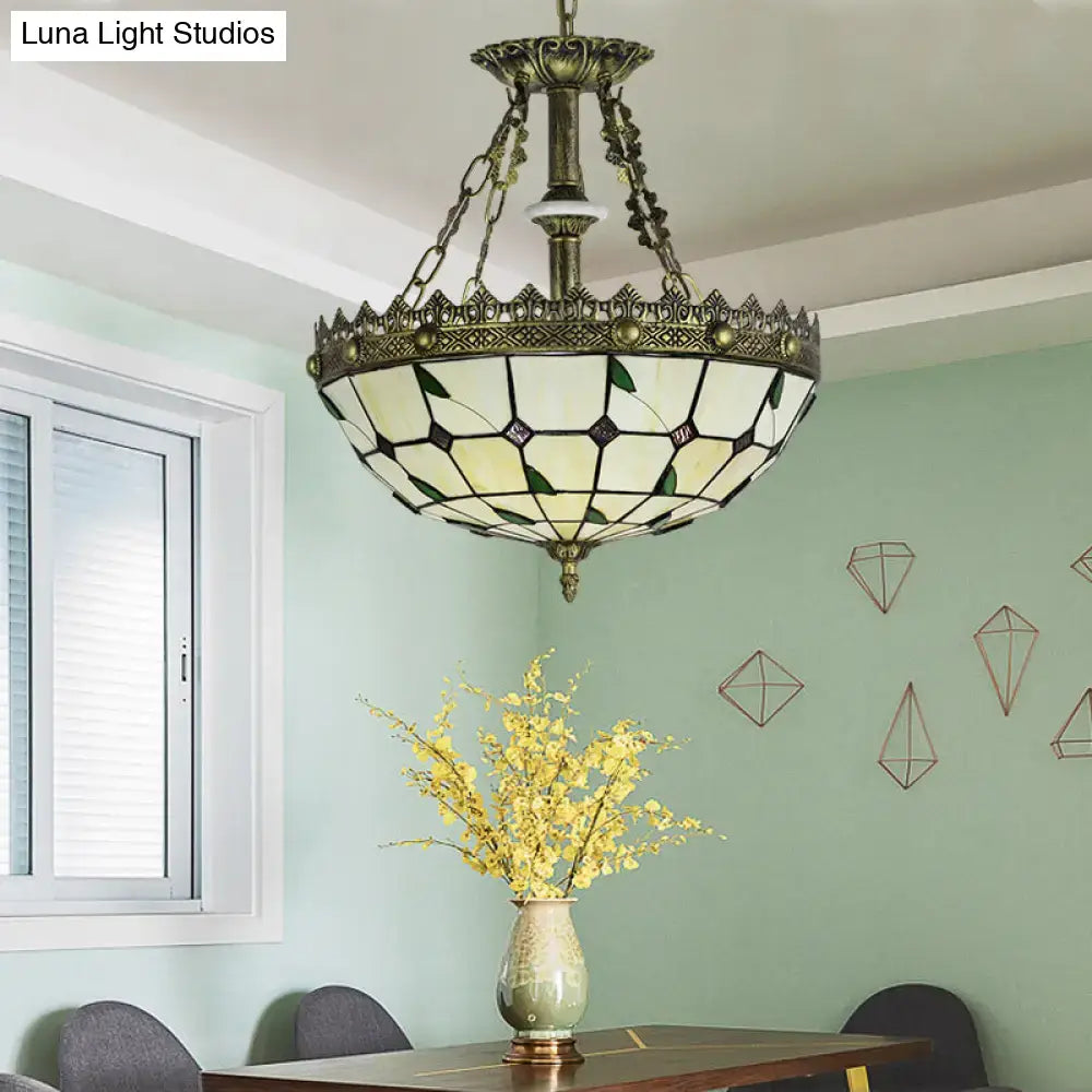 Stained Glass Brass Chandelier