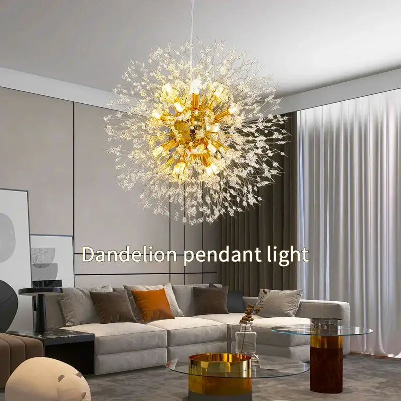 Gold Dandelion Crystal Pendant