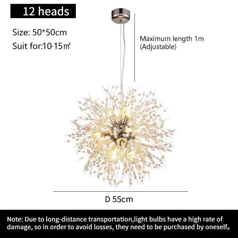 Gold Dandelion Crystal Pendant
