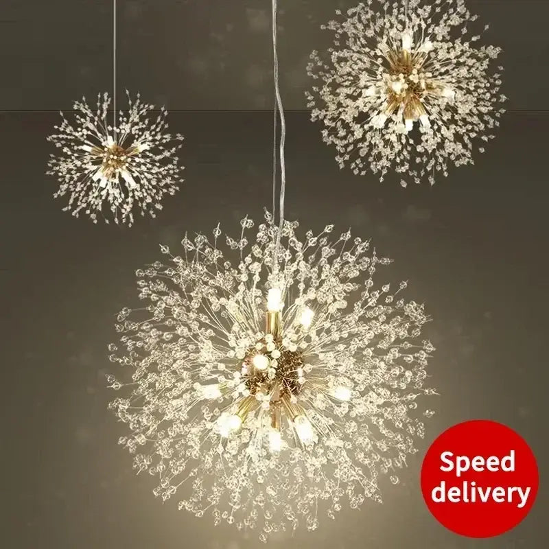 Gold Dandelion Crystal Pendant