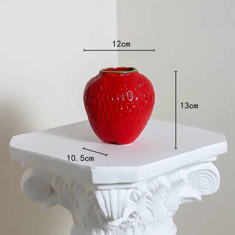 Red Strawberry Ceramic Vase