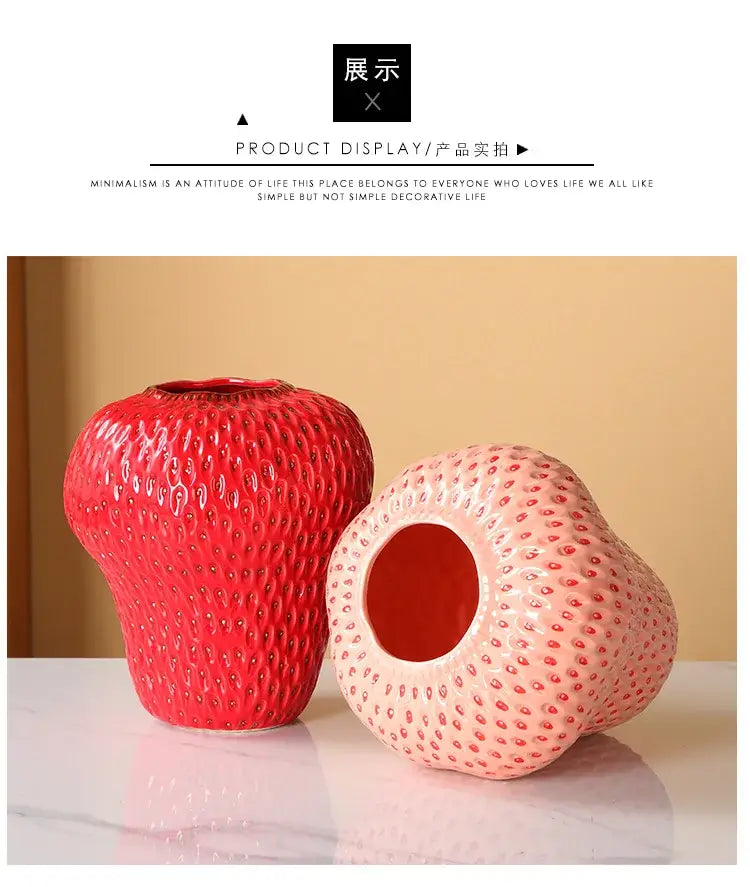 Red Strawberry Ceramic Vase