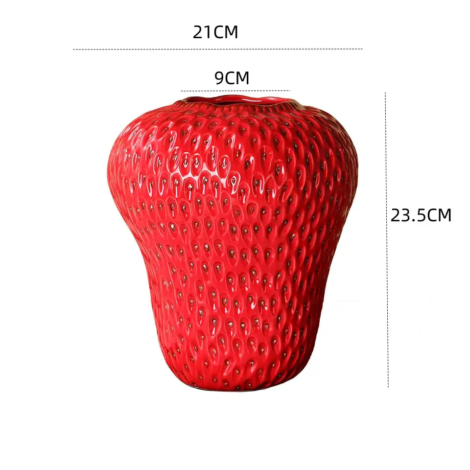 Red Strawberry Ceramic Vase